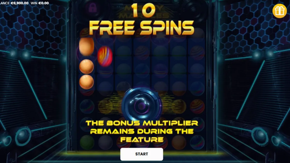Mighty Marbles slot machine neon cosmic theme